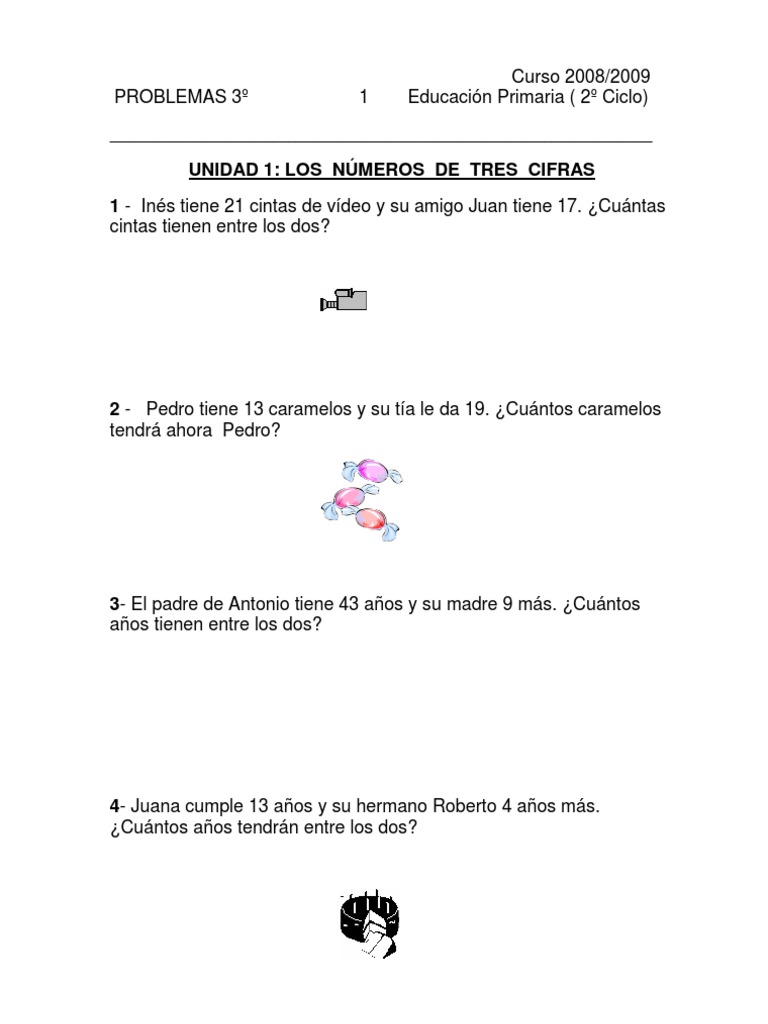 Cuaderno de Problemas de 3º 2008-09 | PDF | Educación primaria | Litro