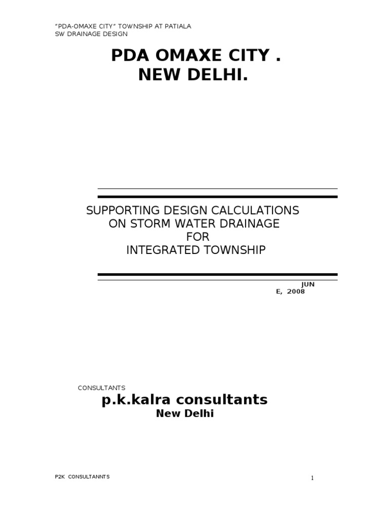 Pda Omaxe City New Delhi. P.k.kalra Consultants PDF Drainage Basin Rain