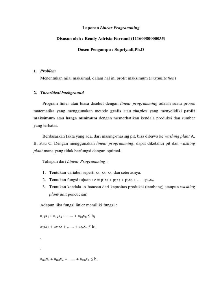 Optimasi Profit dengan Linear Programming | PDF