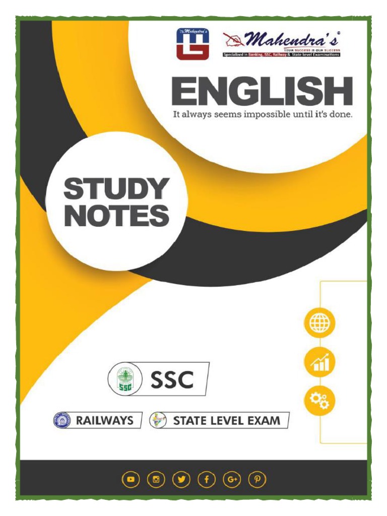 Study Notes For SSC and State Level Exams | PDF | Question | Verb