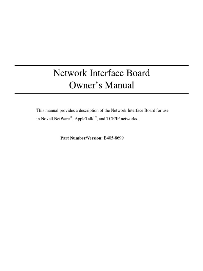 Network Interface Board Owner's Manual | PDF | Computer Network ...