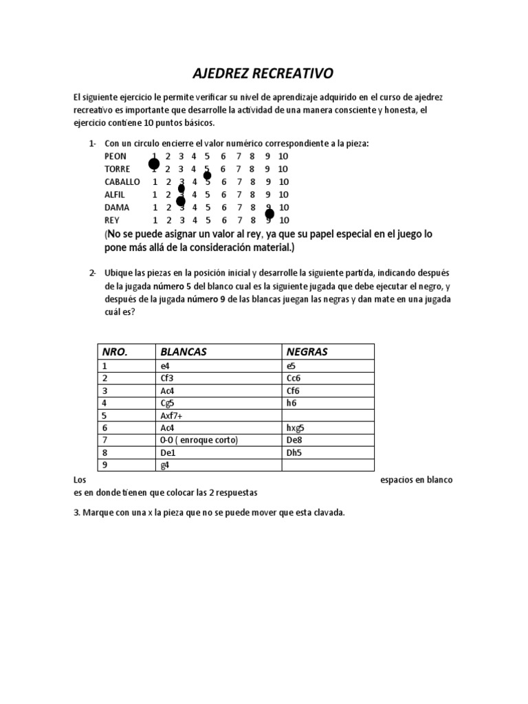 AJEDREZ RECREATIVO Actividad 3 | PDF | Ajedrez | Juegos de habilidad mental
