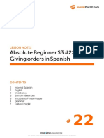 Absolute Beginner S3 #22 Giving Orders in Spanish: Lesson Notes