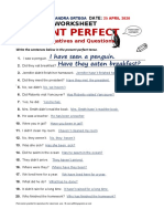 Present Perfect: Grammar Worksheet