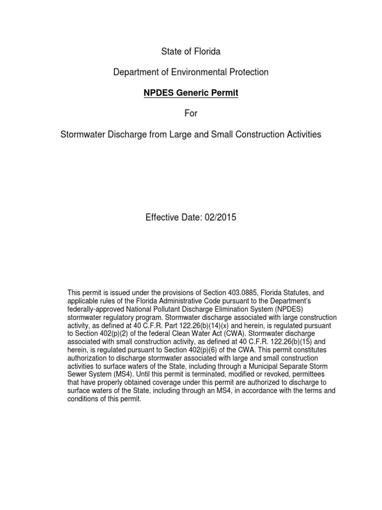 Construction Generic Permit 0 | PDF | Stormwater | Clean Water Act