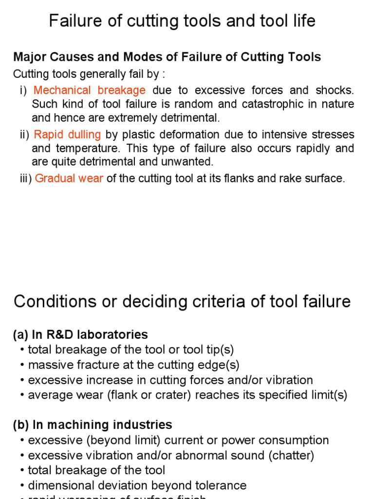 Cutting Tool Failure and Tool Life Analysis | PDF | Wear | Machining