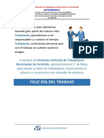 Comunicado Sutramunf Feliz Dia Del Trabajo