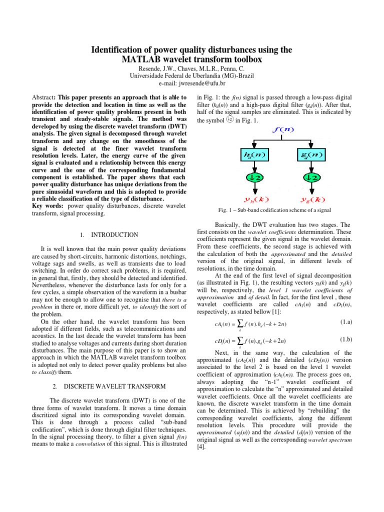 Identification of Power Quality Disturbances Using The | PDF | Wavelet ...
