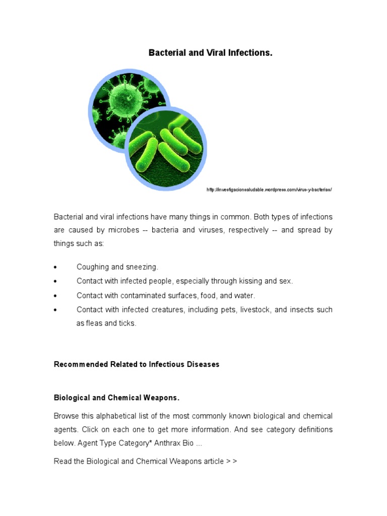 Bacterial and Viral Infections | PDF | Virus | Infection