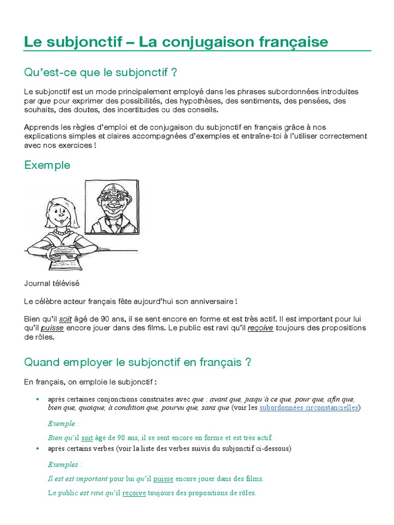 Plaire 2eme Personne Du Pluriel Subjonctif Passe Le Subjonctif | PDF | Temps (grammaire) | Verbe