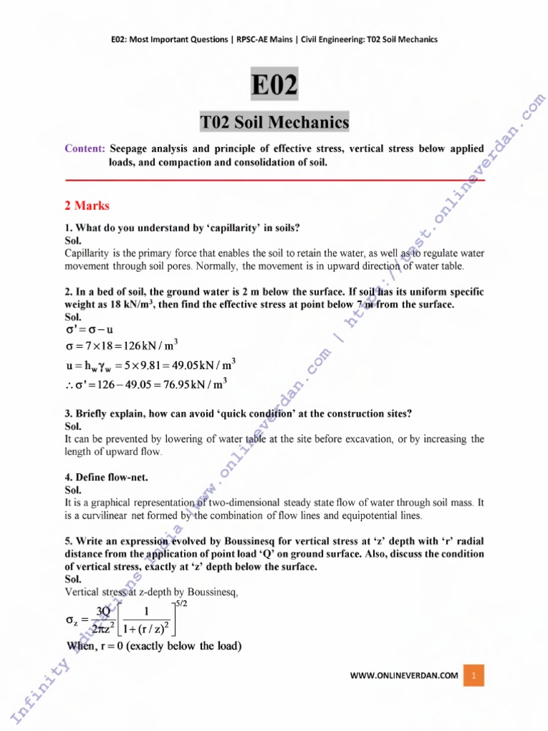 IT02 Soil Mechanics: 2 Marks | PDF | Soil Mechanics | Geotechnical ...