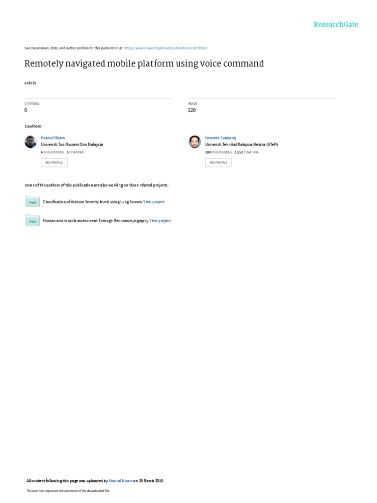 Remotely Navigated Mobile Platform Using Voice Com | PDF | Speech ...