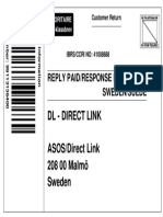 DL - Direct Link ASOS/Direct Link 208 00 Malmö Sweden: Reply Paid/Response Payèe Sweden/Suède
