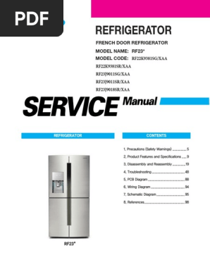 Samsung Service Manual Rf22k9381sg Xaa Rf22k9381sr Xaa Rf23j9011sg Xaa Rf23j9011sr Xaa Rf23j9018sr Xaa Pdf Refrigerator Ac Power Plugs And Sockets