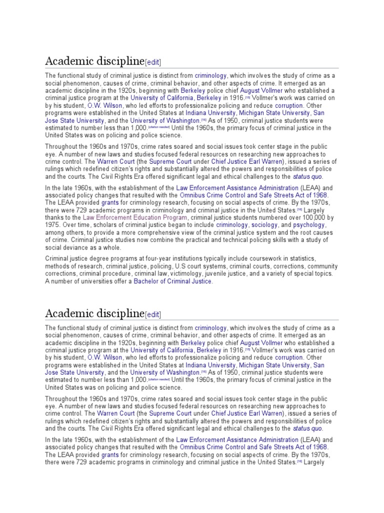 Academic Discipline Law Enforcement Education Program PDF Criminal