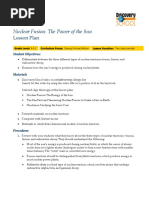 Nuclear Fusion: The Power of The Sun: Lesson Plan