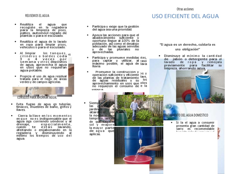 Triptico Uso Eficiente Del Agua | PDF | Agua | Residuos