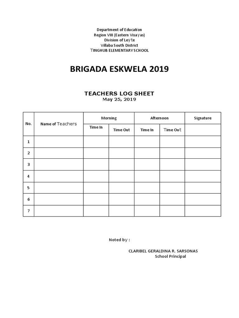 Brigada Log Sheet | PDF