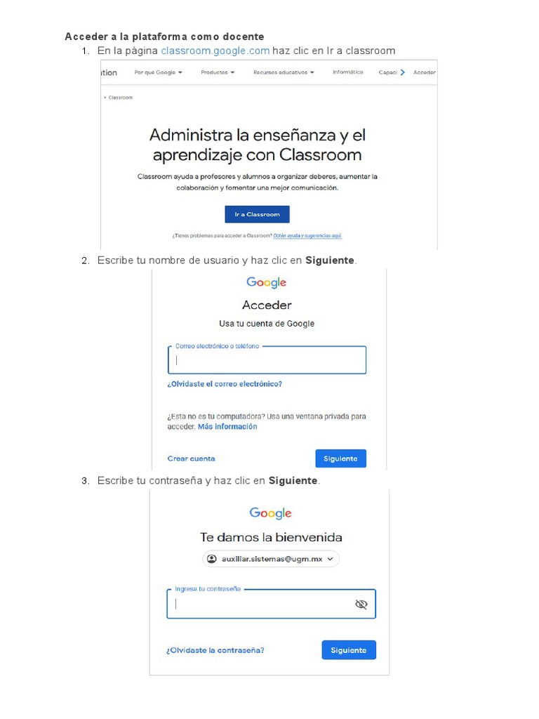 Tutorial Google Classroom para Docentes | PDF | Software | Informática