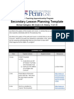 Secondary Lesson Planning Template: Urban Teaching Apprenticeship Program