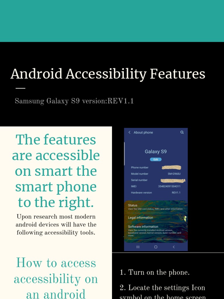 Android Accessibility Features: Samsung Galaxy S9 version:REV1.1 | PDF