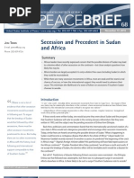 Secession and Precedent in Sudan and Africa