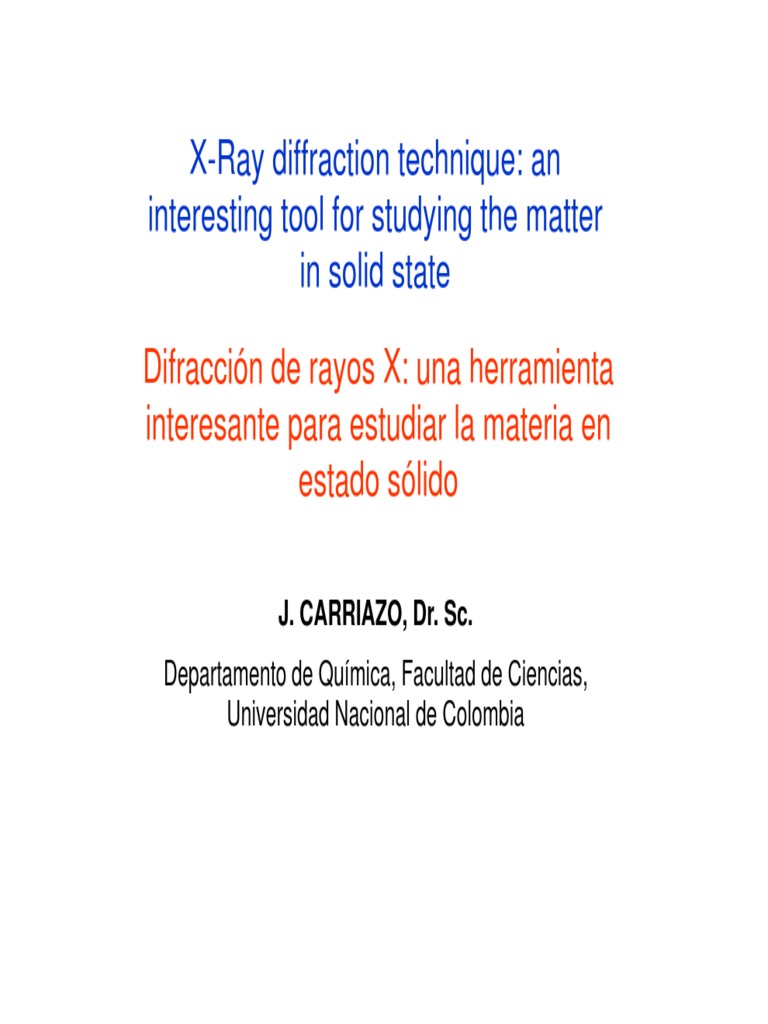 X-Ray Diffraction in Solid State Analysis | PDF | Crystal Structure | X ...