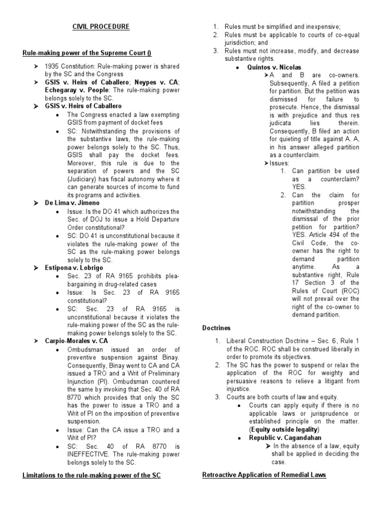Supreme Court Rule-Making Power Explained | PDF | Equity (Law) | Complaint