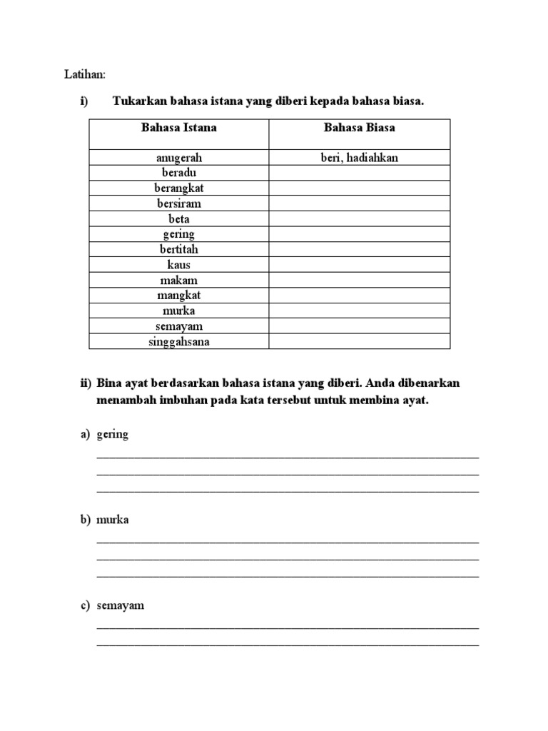 Latihan Bahasa Istana Pdf