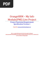 Orangehrm - My Info Module (Pmi) Live Project: Project Functional Requirement Specification Version 1