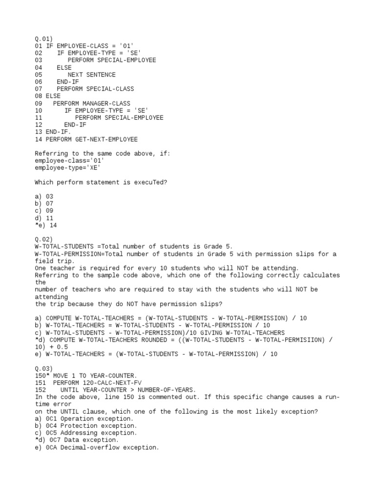Cobol Brain Bench Ques Pdf Median Subroutine