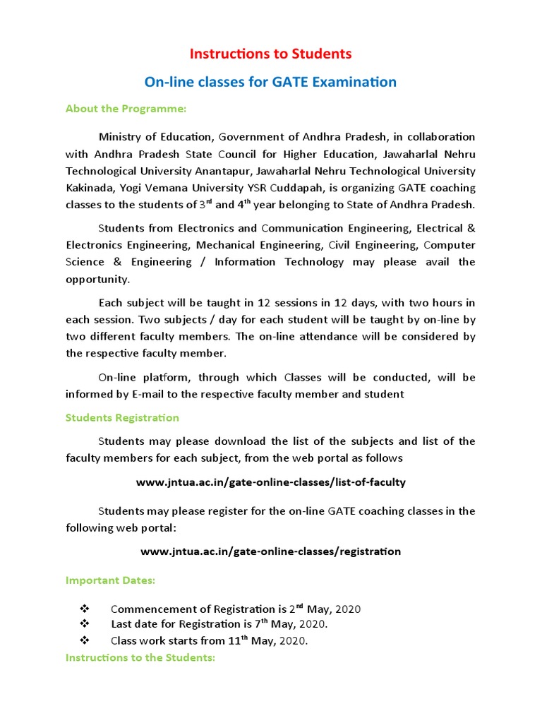 GATE Online Coaching for AP Students | PDF | Engineering