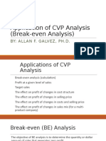 Application of CVP (Break-Even) Analysis