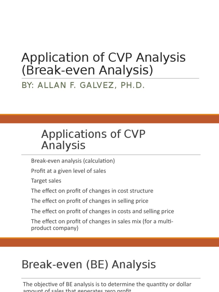 CVP Analysis and Break-even Applications | PDF | Business Economics ...