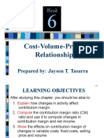 Cost-Volume-Profit Relationships: Prepared By: Jayson T. Tasarra