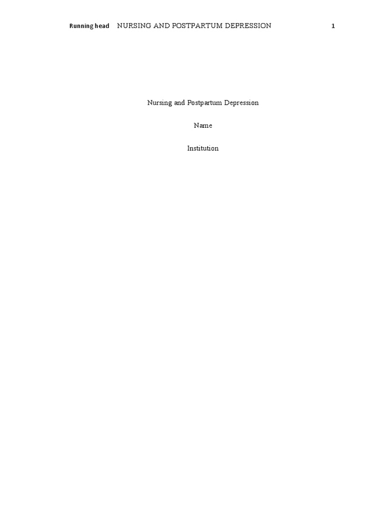 Nursing And Postpartum Depression Pdf Postpartum Depression Major