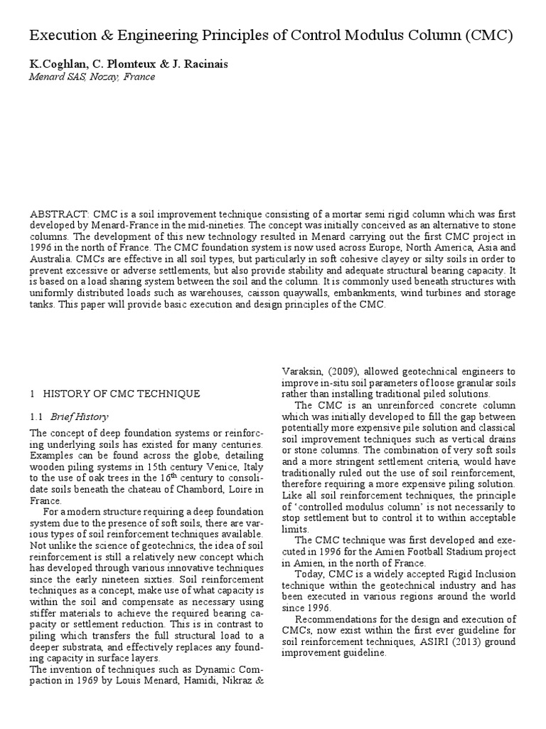 Overview of Controlled Modulus Columns | PDF | Deep Foundation | Stress ...
