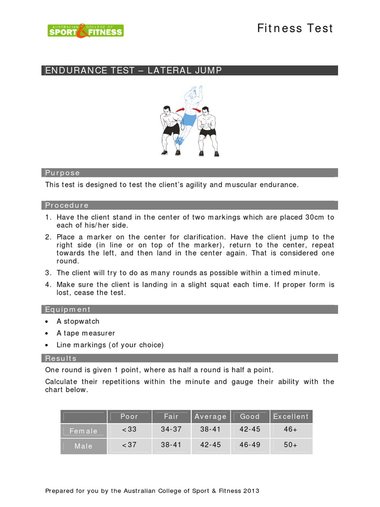 Lateral Jump Endurance Fitness Test | PDF