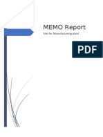 MEMO Report: Site For Manufacturing Plant
