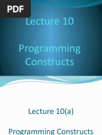 Lecture 10 Programming Constructs