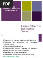 Energy Balance On Nonreactive System: CHE531 Chemical Process Principles Ii