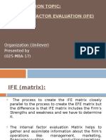 Presentation Topic: Internal Factor Evaluation (Ife) Matrix