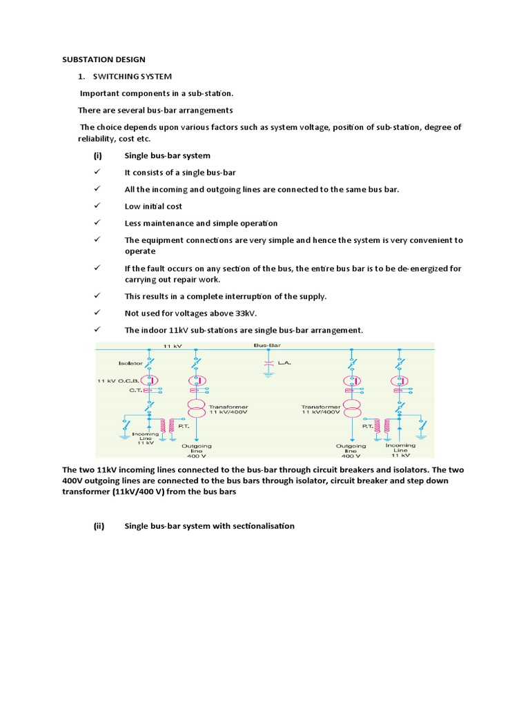 Single Busbar Substation Design Guide | PDF | Electrical Substation ...