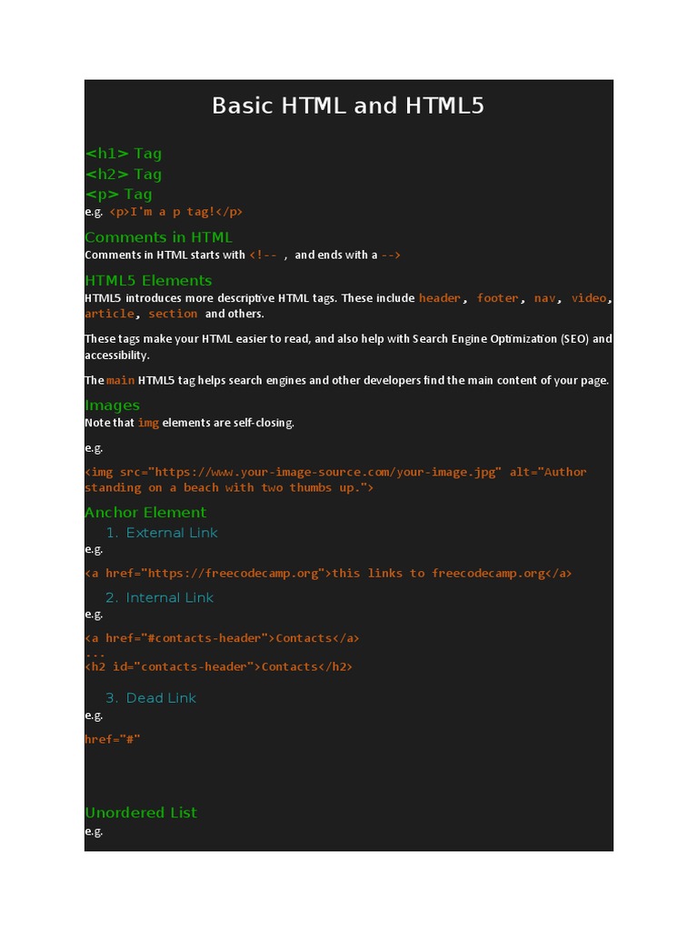 Basic HTML and HTML5 | PDF | Html Element | Cascading Style Sheets