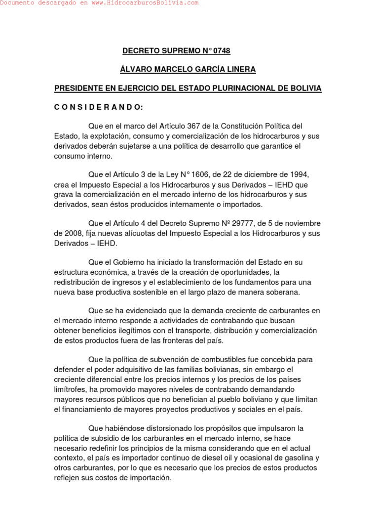 Nuevas Alícuotas del IEHD en Bolivia | PDF | Hidrocarburos | Combustibles