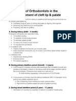 Role of Orthodontists in The Management of Cleft Lip