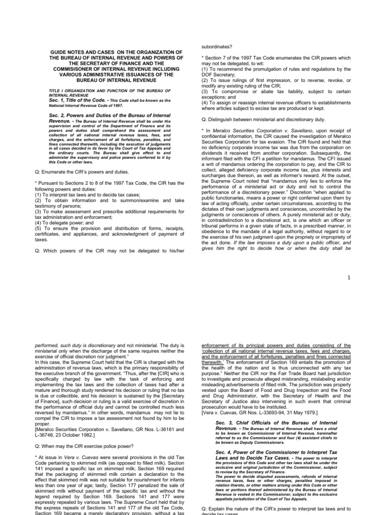 Gnotes Bir Cir PDF Internal Revenue Service Taxation In The