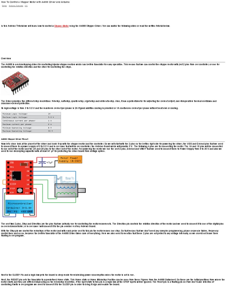 Control Stepper Motor with A4988 & Arduino | PDF | Electronics ...