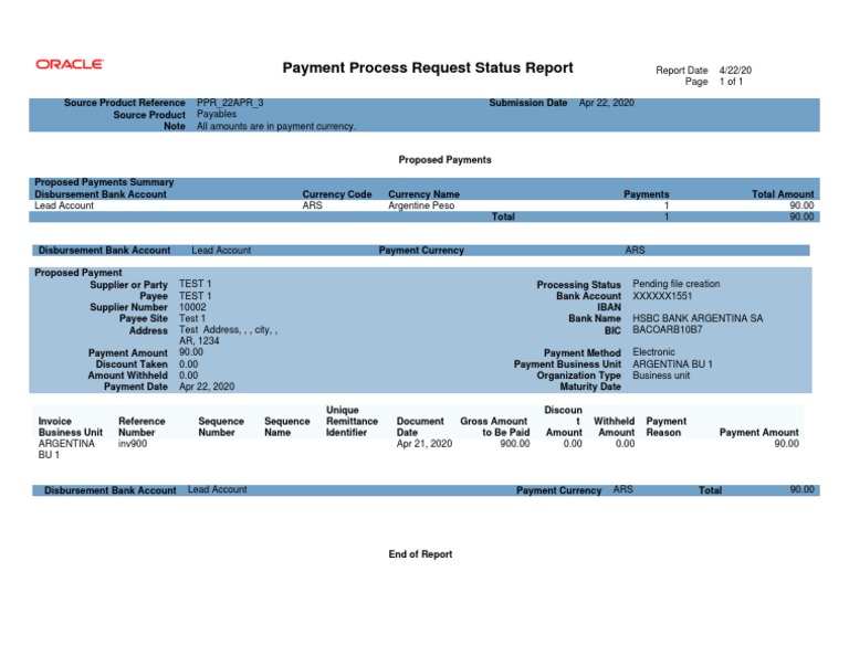 Payment Process Request Status Report | PDF | Accounts Payable | Payments