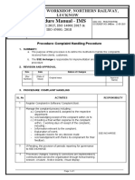 Complaint Handling Procedure Railway Workshop